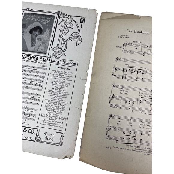 1916 Im Looking For A Girl Like Mother Sheet Music G Kahn E Van Alstyne - Picture 4 of 9